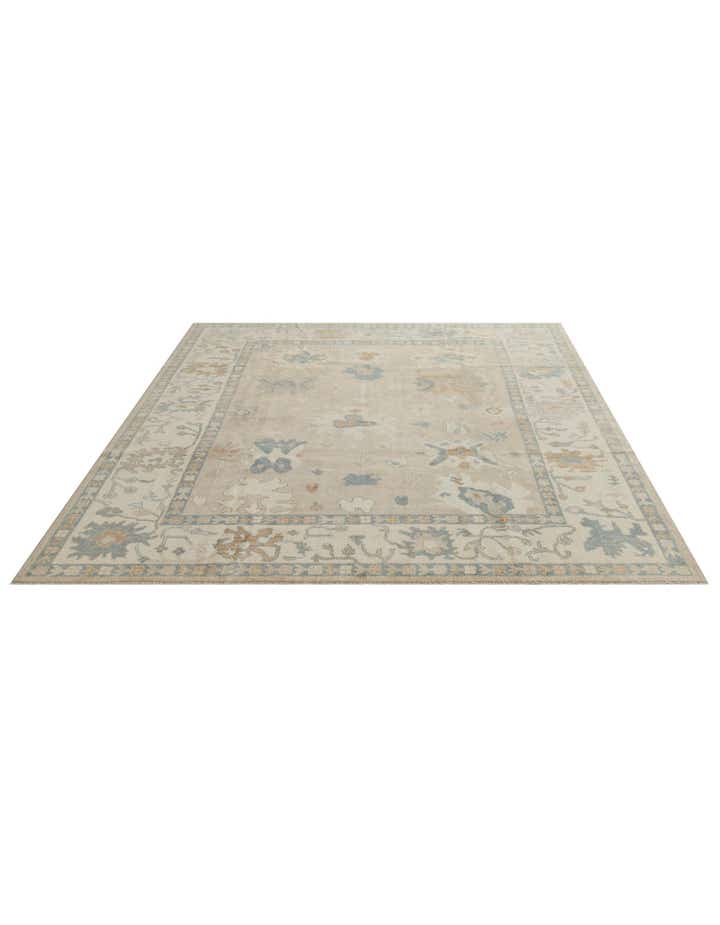 8' 7 x 9' 8 Hand Knotted Oushak Wool Rug