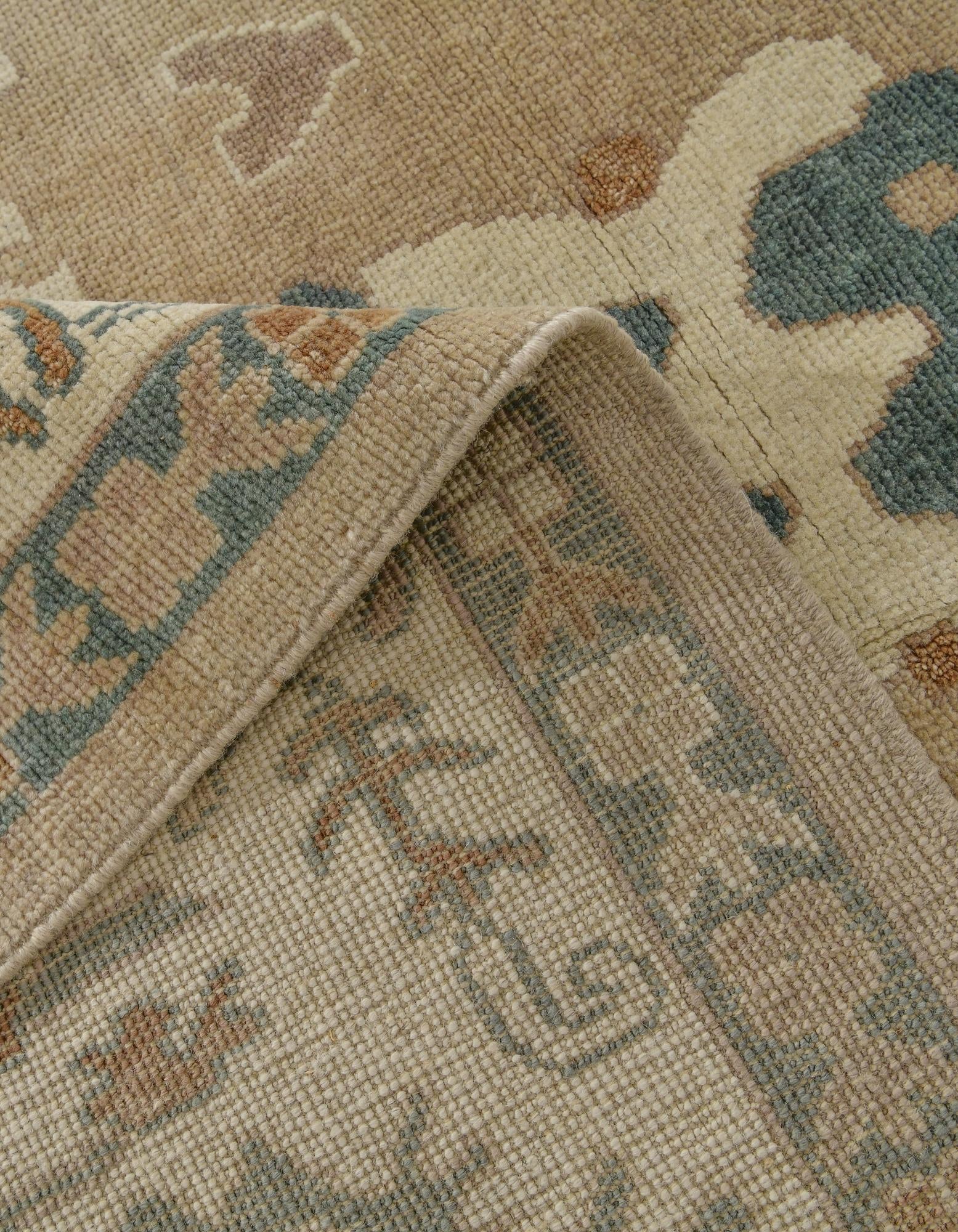 8' 7 x 9' 8 Hand Knotted Oushak Wool Rug