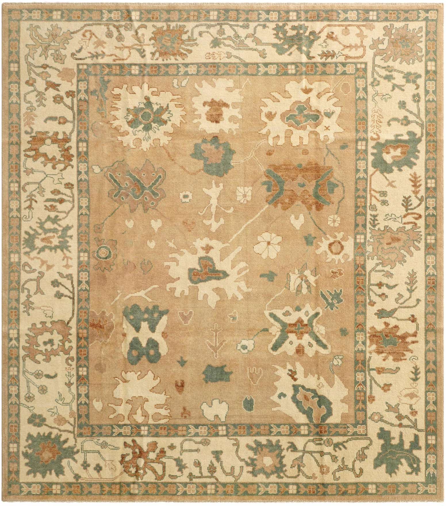 8' 7 x 9' 8 Hand Knotted Oushak Wool Rug