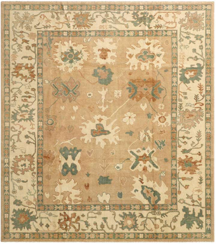 8' 7 x 9' 8 Hand Knotted Oushak Wool Rug