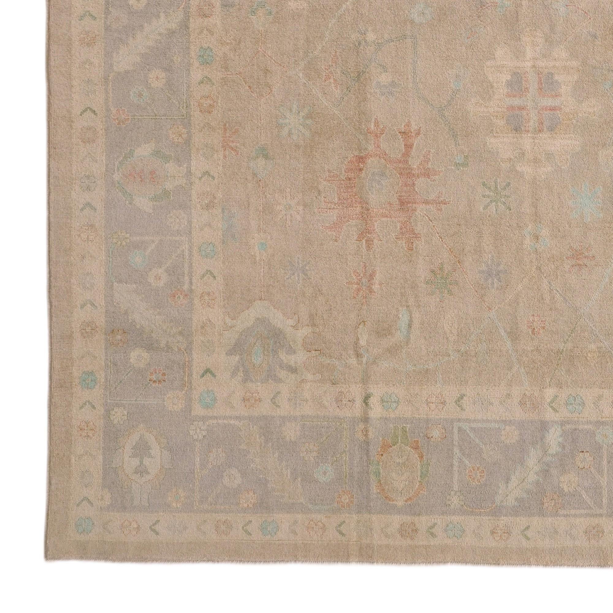 10' x 13' 8 Hand Knotted Oushak Wool Rug