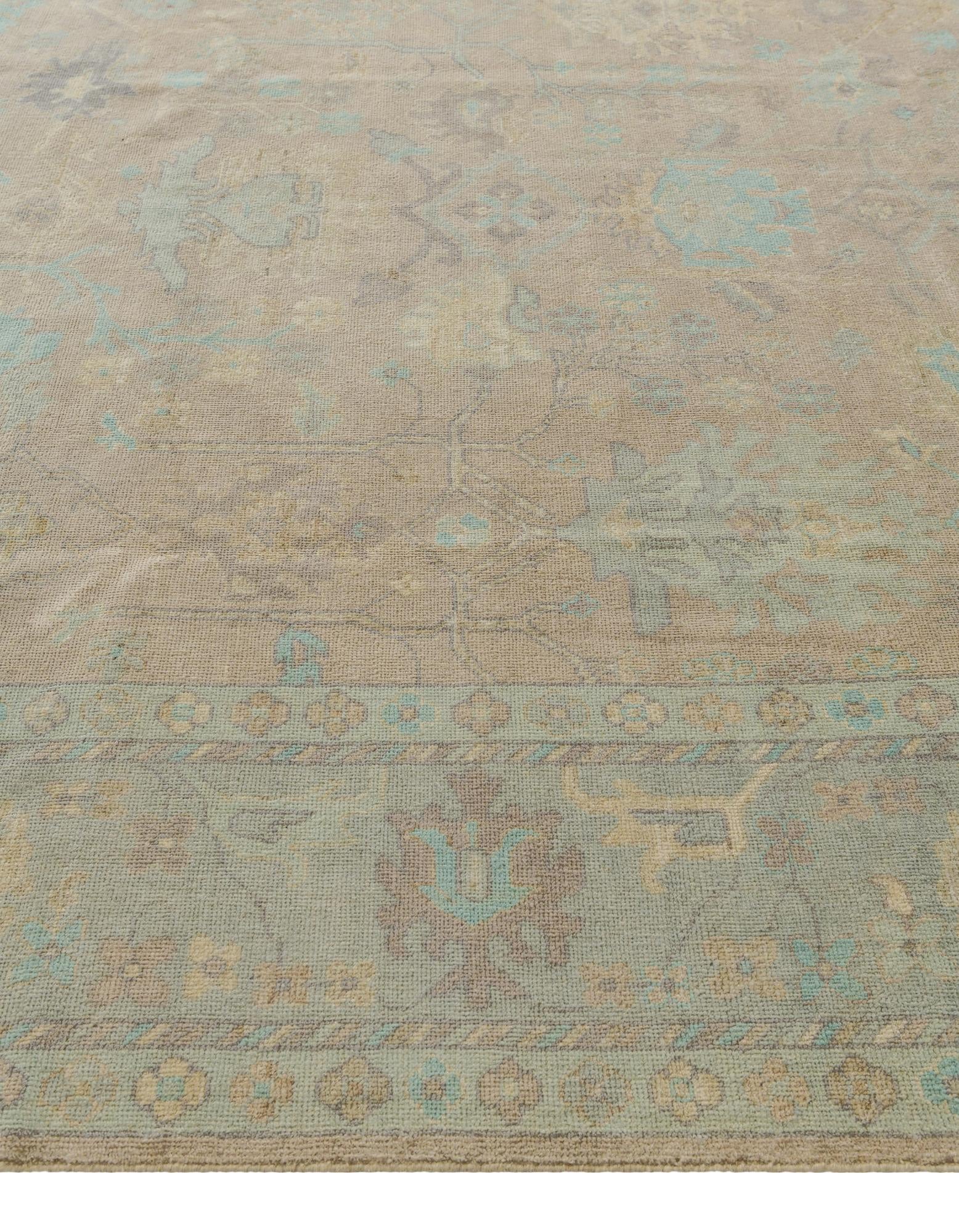 9' 3 x 12' Hand Knotted Oushak Wool Rug
