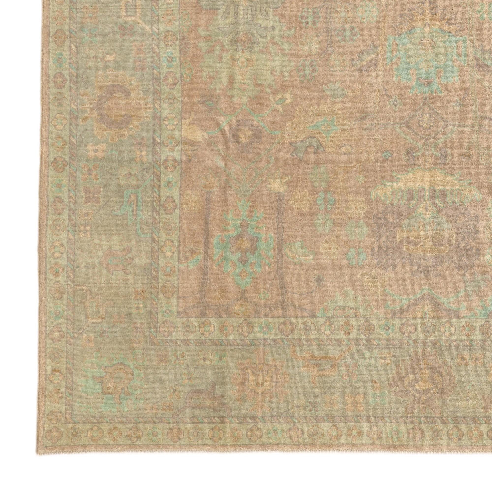 9' 3 x 12' Hand Knotted Oushak Wool Rug