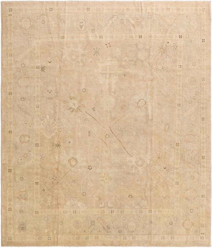 Detail image of 8' 6 x 9' 9 Hand Knotted Oushak Wool Rug