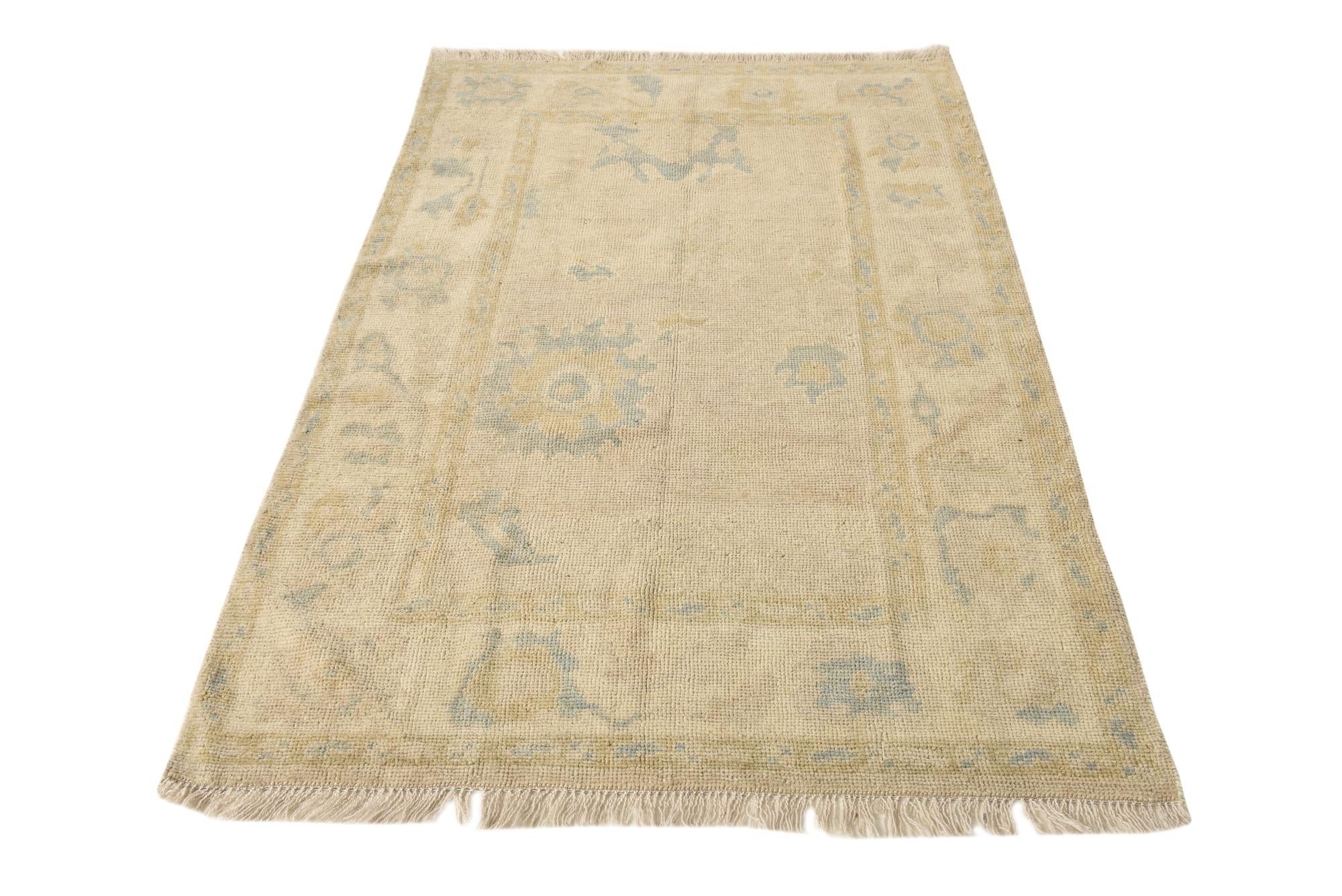 4' x 6' Hand Knotted Oushak Wool Rug