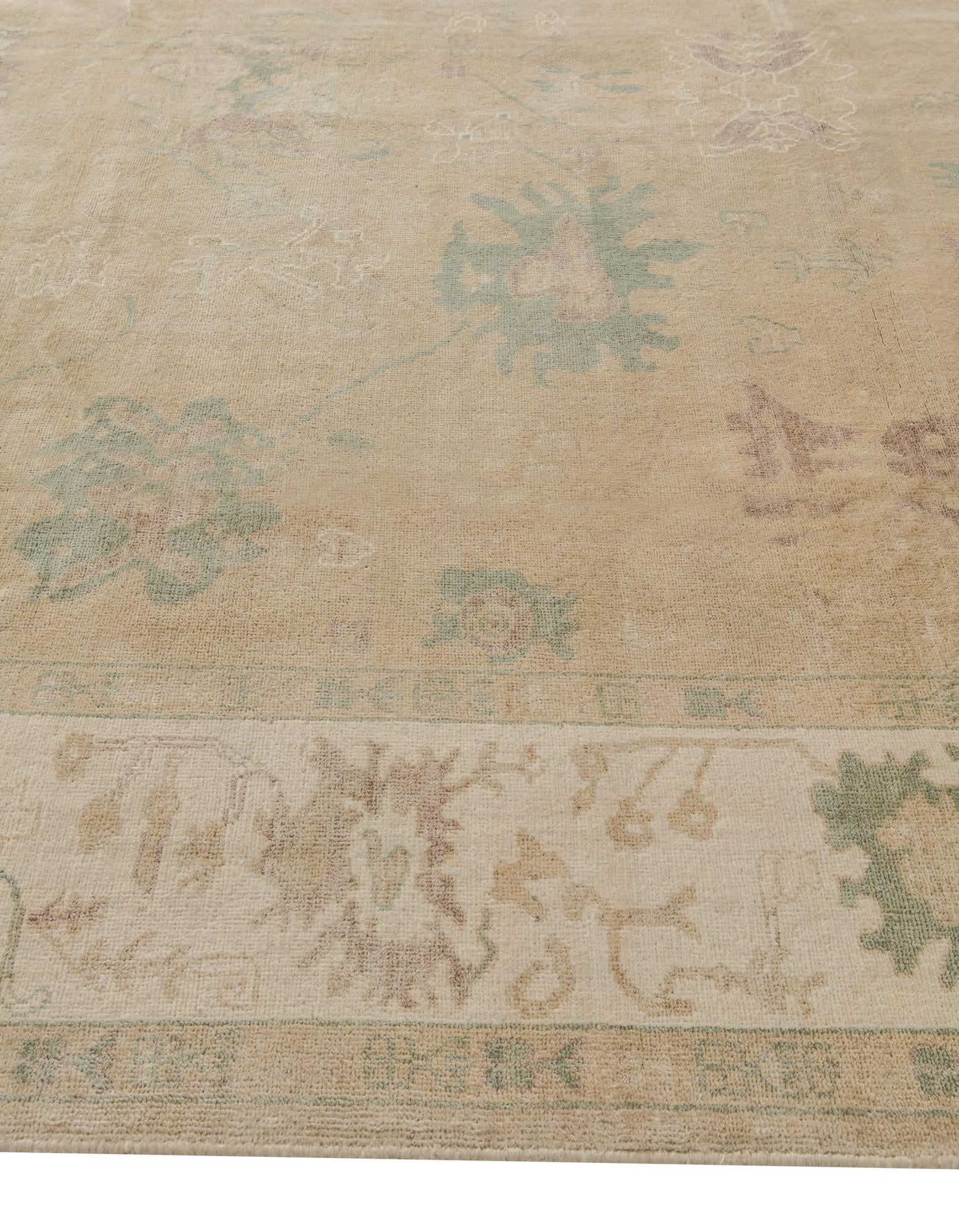 8' 5 x 9' 6 Hand Knotted Oushak Wool Rug