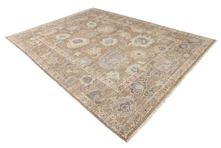9' 1 x 12' 4 Hand Knotted Oushak Wool Rug