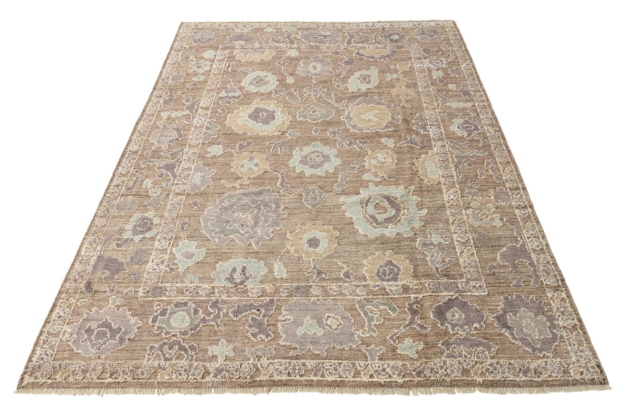 9' 1 x 12' 4 Hand Knotted Oushak Wool Rug
