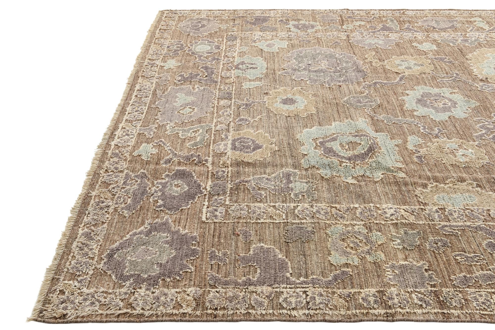 9' 1 x 12' 4 Hand Knotted Oushak Wool Rug