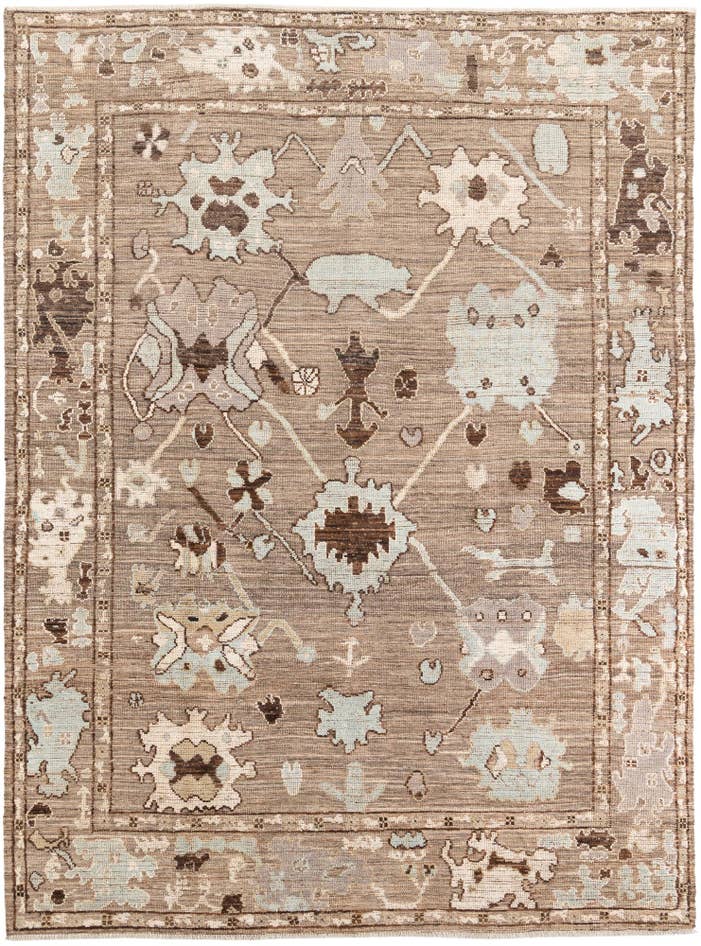 Detail image of 8' 10 x 11' 10 Hand Knotted Oushak Wool Rug