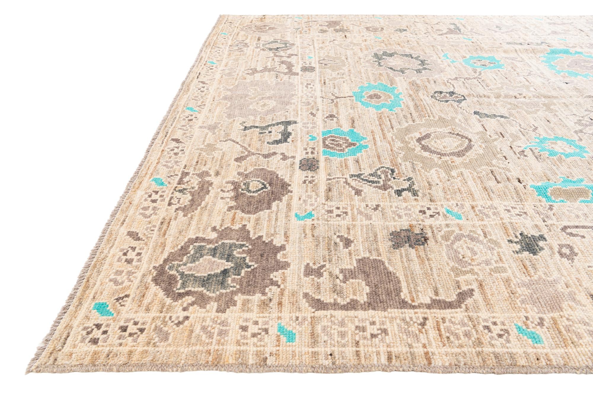 8' 6 x 10' 6 Hand Knotted Oushak Wool Rug