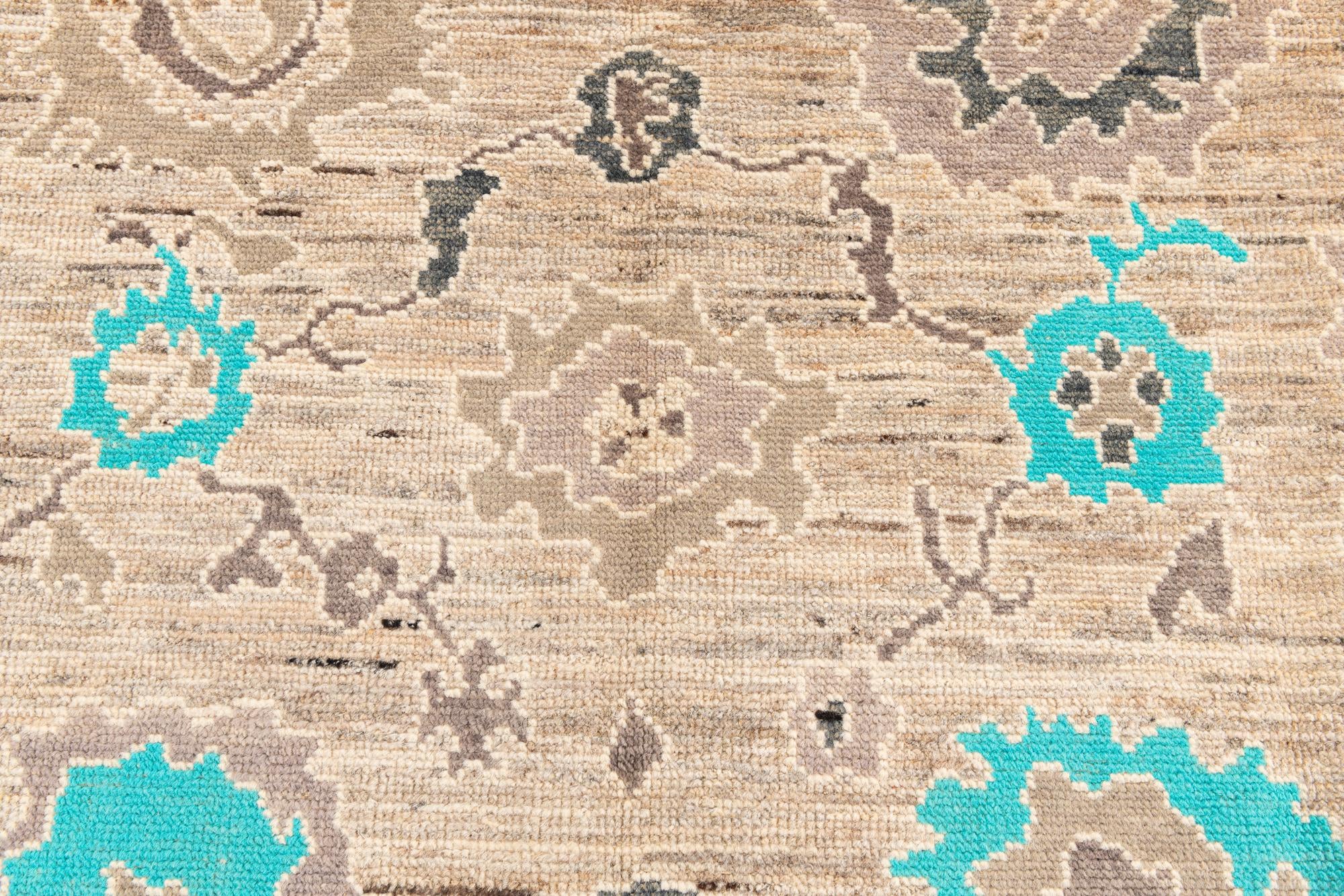 8' 6 x 10' 6 Hand Knotted Oushak Wool Rug