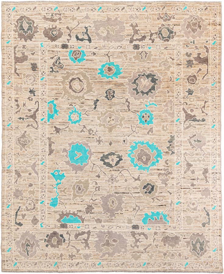 Detail image of 8' 6 x 10' 6 Hand Knotted Oushak Wool Rug