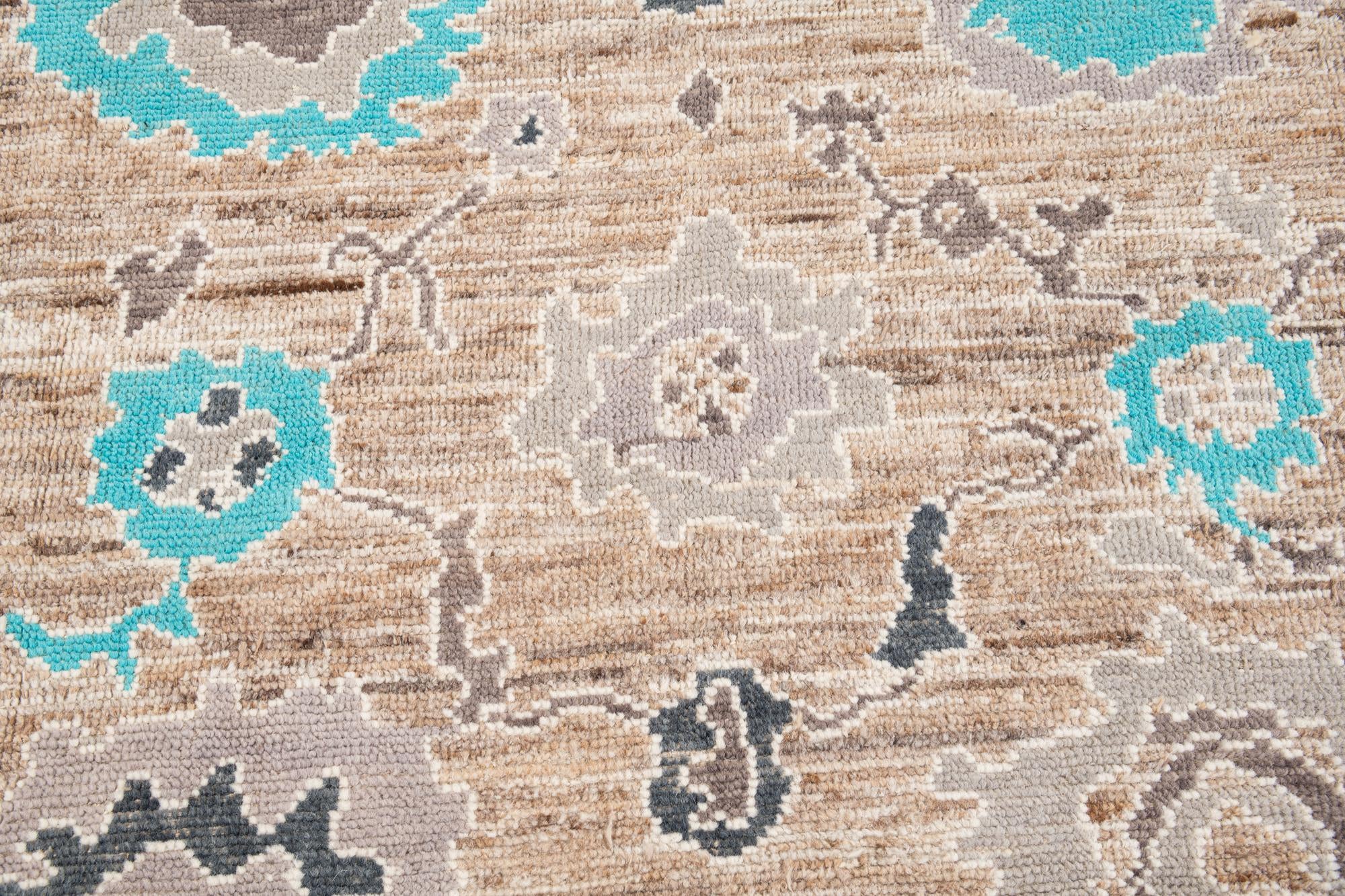 8' 9 x 10' 5 Hand Knotted Oushak Wool Rug
