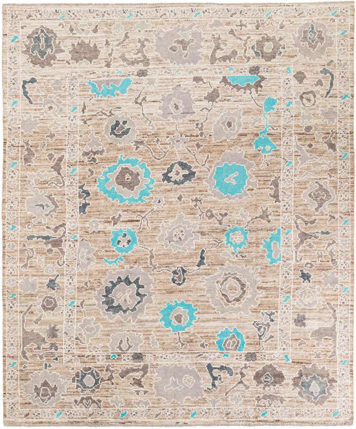 8' 9 x 10' 5 Hand Knotted Oushak Wool Rug
