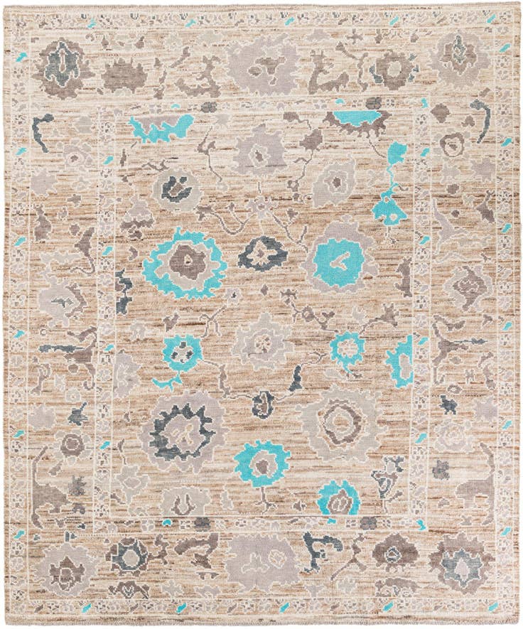 Detail image of 8' 9 x 10' 5 Hand Knotted Oushak Wool Rug