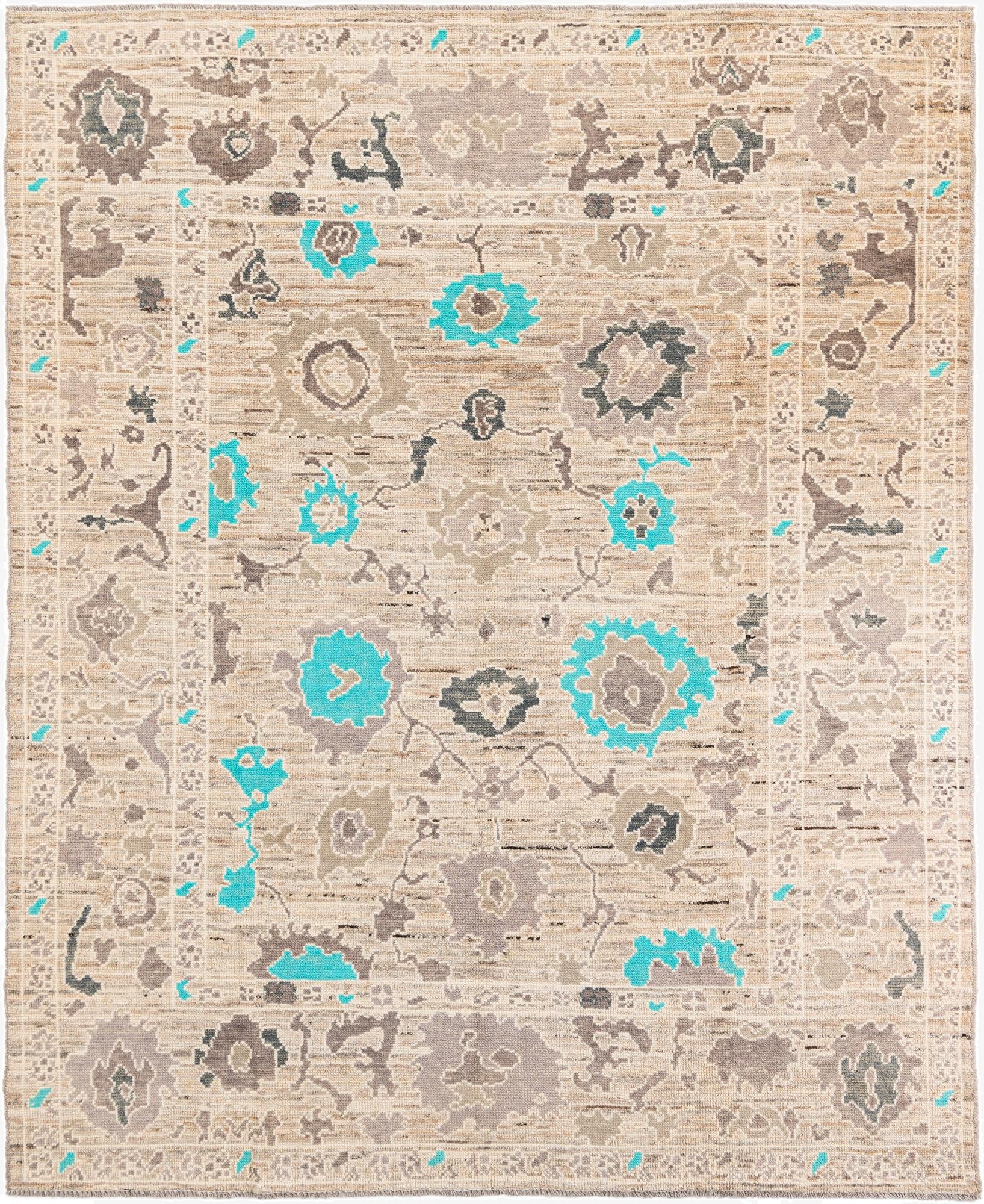 8' 6 x 10' 6  Hand Knotted Oushak Wool Rug