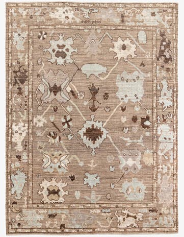 8' 10 x 11' 10 Hand Knotted Oushak Wool Rug