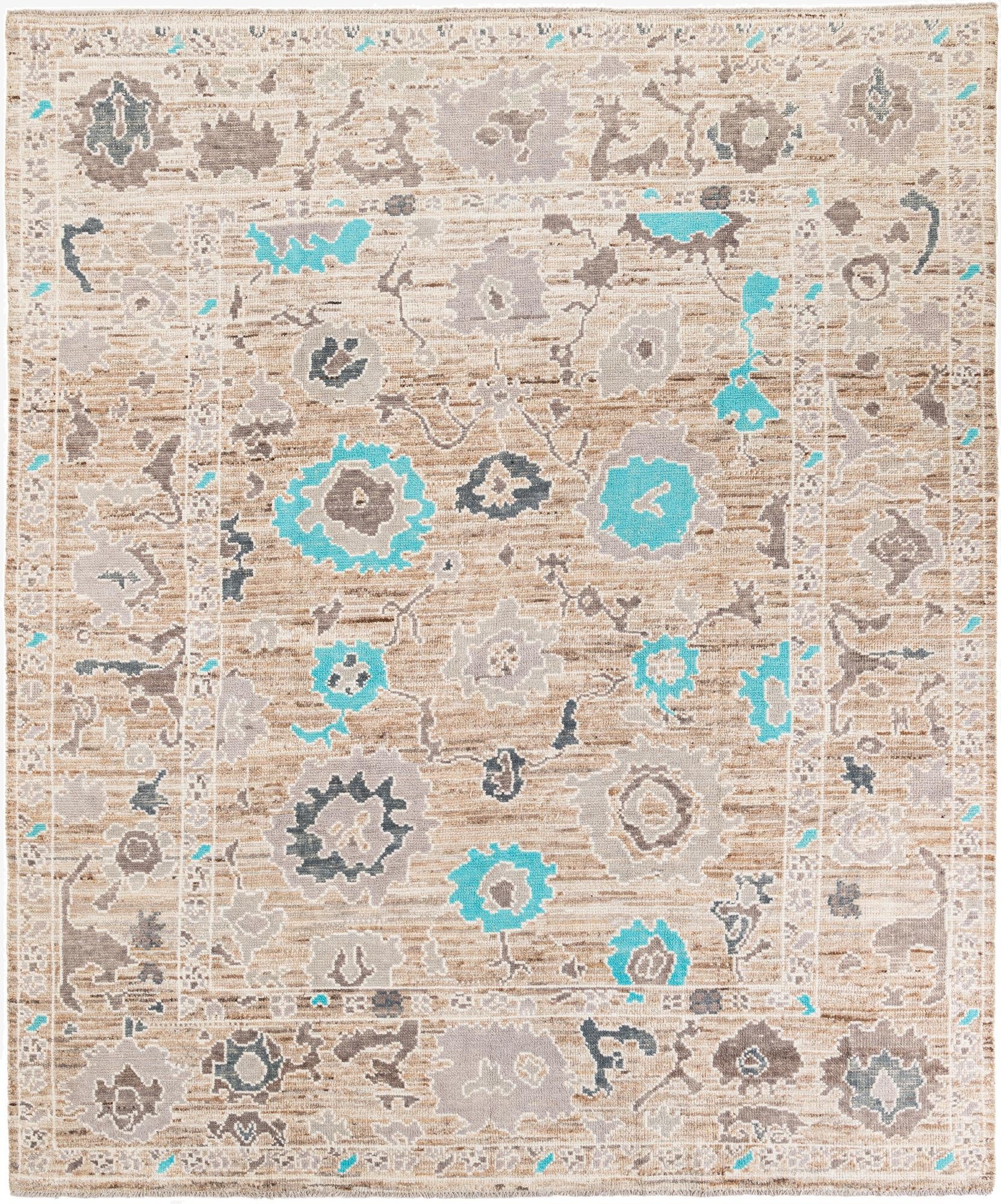 8' 9 x 10' 5  Hand Knotted Oushak Wool Rug