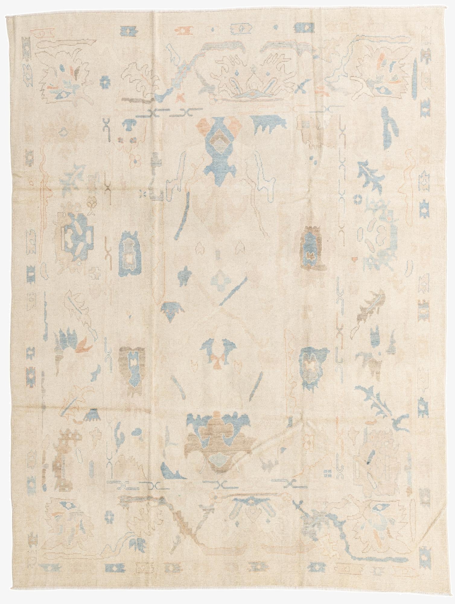 9' x 11' 9  Hand Knotted Oushak Wool Rug
