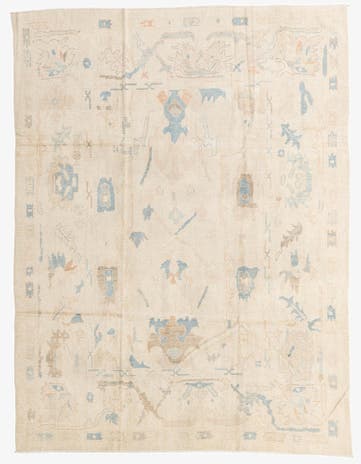 9' x 11' 9 Hand Knotted Oushak Wool Rug