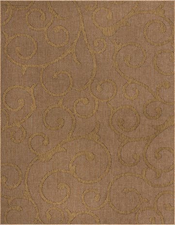 Light Brown Easy-Clean Botanical Indoor / Outdoor Rug