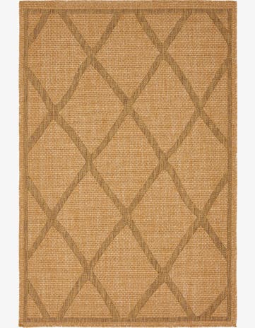 Light Brown Easy-Clean Lattice Indoor / Outdoor Rug