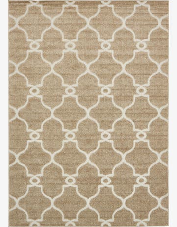 Light Brown Easy-Clean Lattice Indoor / Outdoor Rug