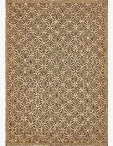 Light Brown Easy-Clean Lattice Indoor / Outdoor Rug