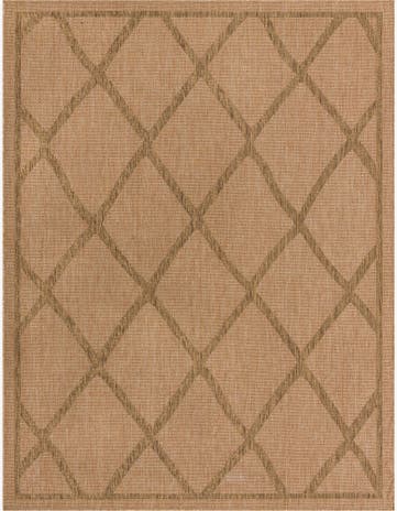 Light Brown Easy-Clean Lattice Indoor / Outdoor Rug