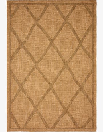 Light Brown Easy-Clean Lattice Indoor / Outdoor Rug