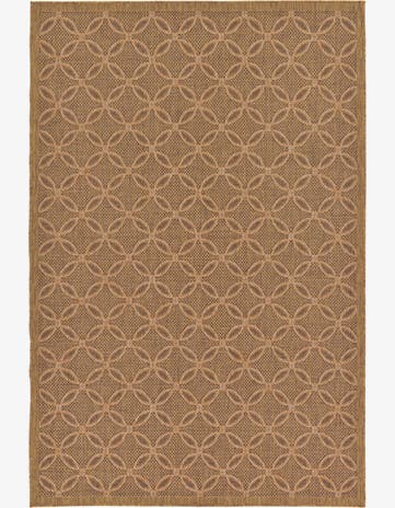 Light Brown Easy-Clean Trellis Indoor / Outdoor Rug
