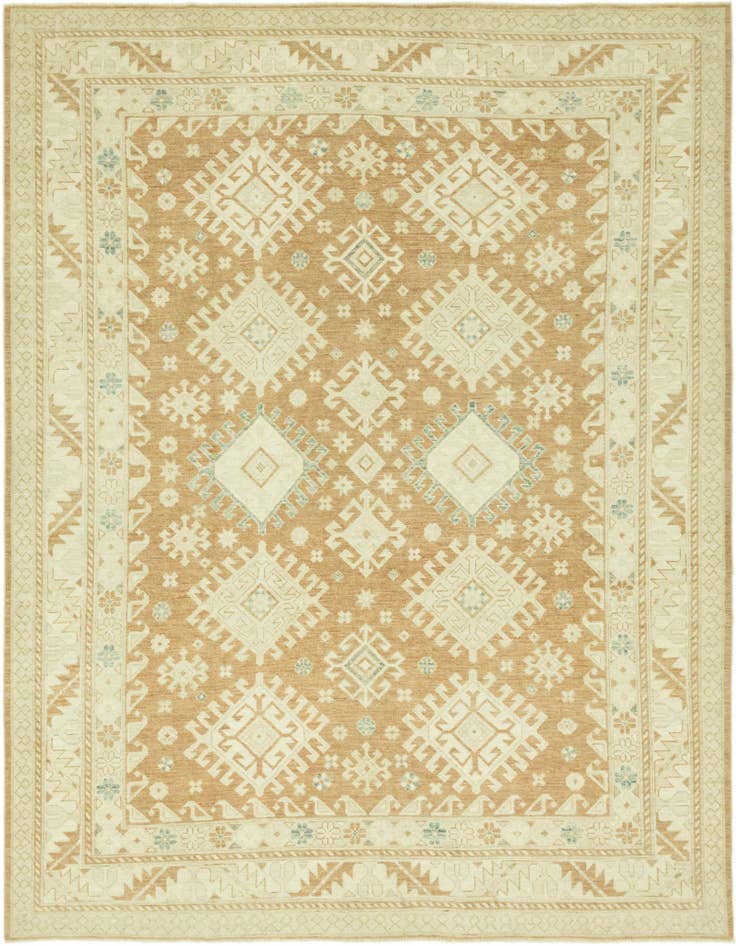 Detail image of 9' 6 x 12' 6 Hand Knotted Peshawar Ziegler Wool Rug