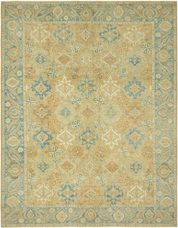 Detail image of 9' 6 x 12' Hand Knotted Peshawar Ziegler Wool Rug