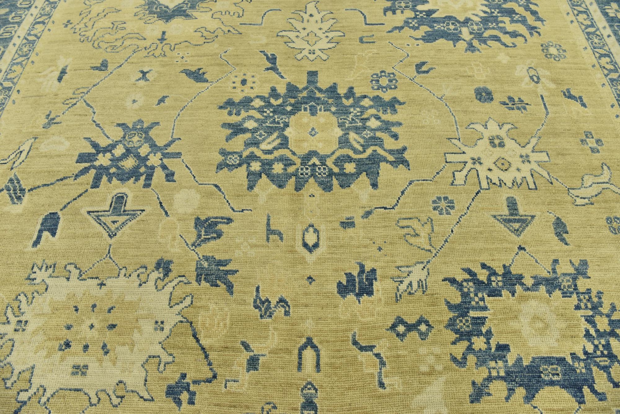 10' 5 x 14' 3 Hand Knotted Peshawar Ziegler Wool Rug