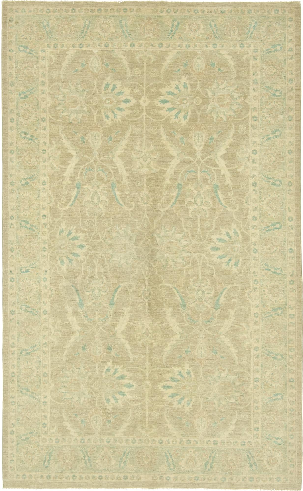 6' x 9' 9 Hand Knotted Peshawar Ziegler Rug