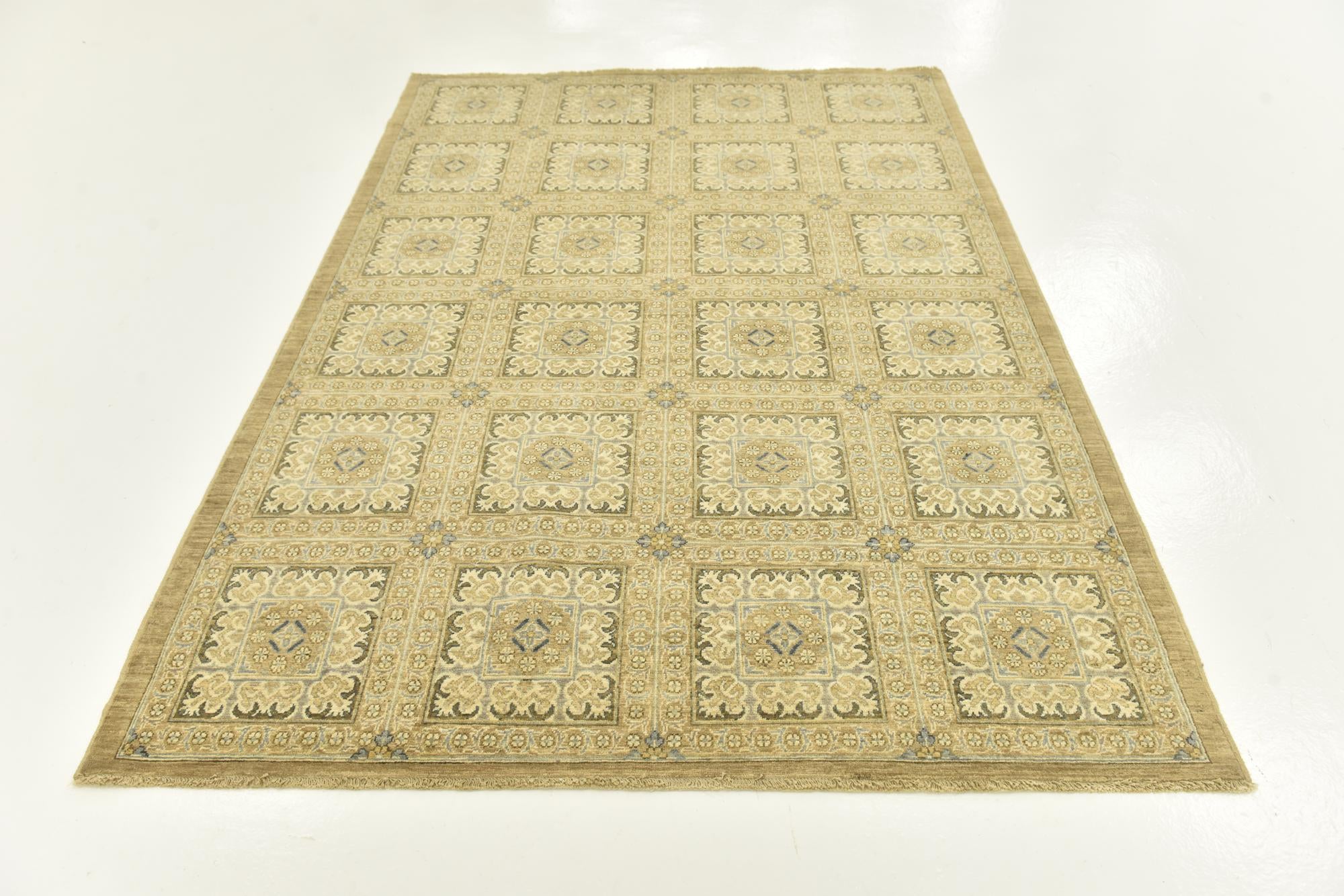 5' 8 x 8' Hand Knotted Peshawar Ziegler Rug