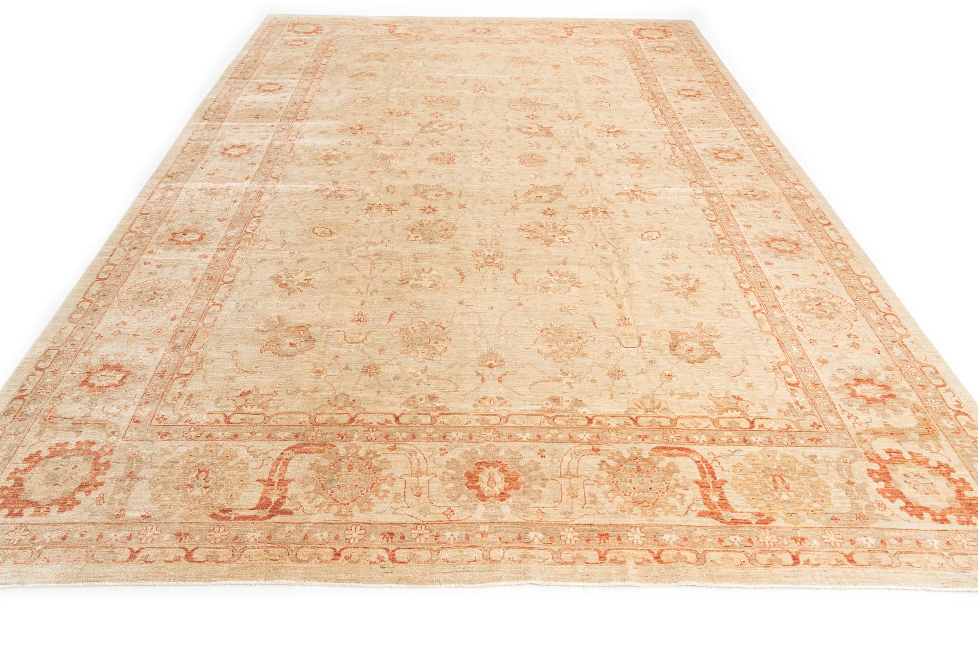 12' 2 x 17' 2 Hand Knotted Peshawar Ziegler Oriental Rug