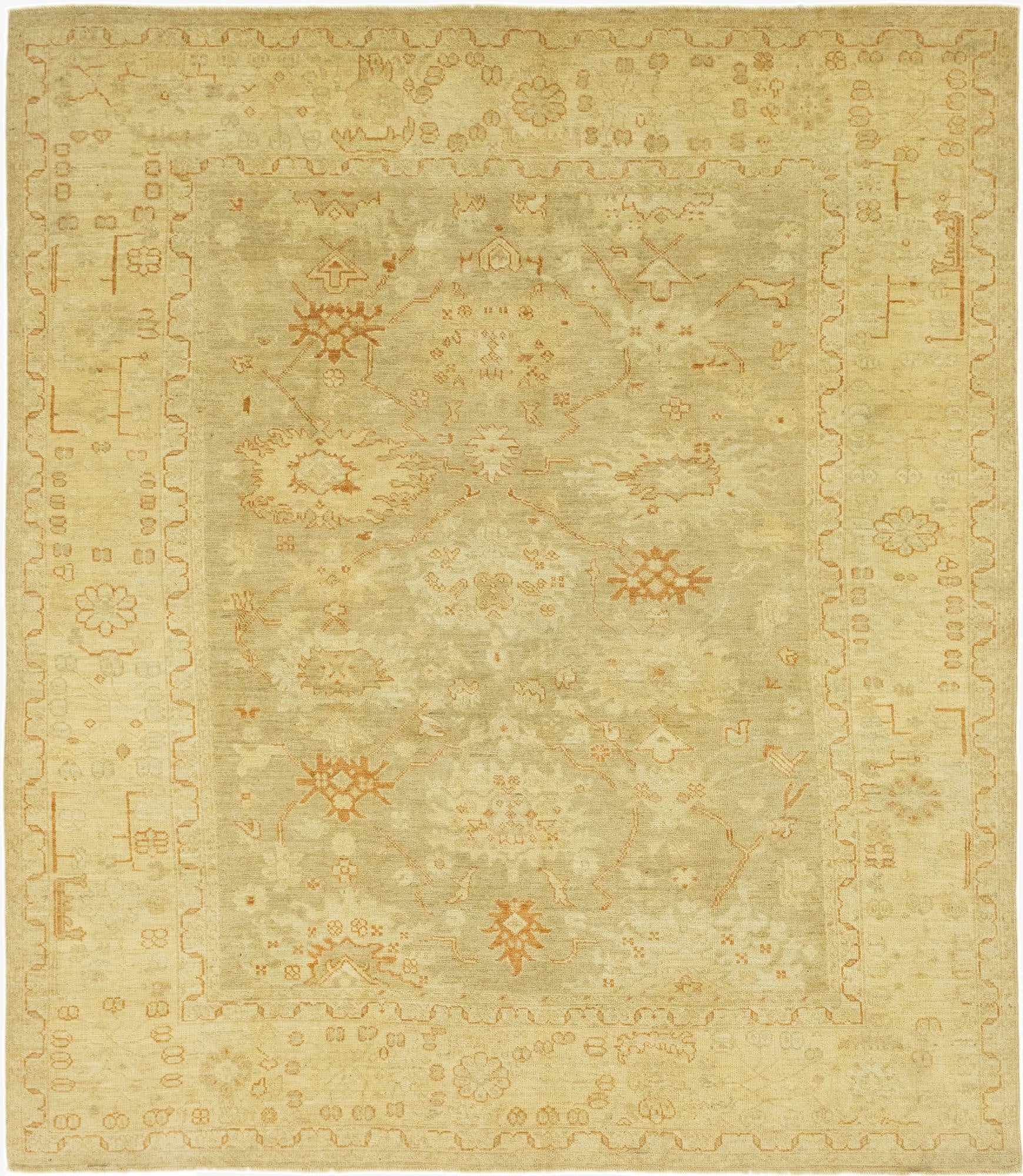 8' 5 x 9' 9  Hand Knotted Peshawar Ziegler Wool Rug