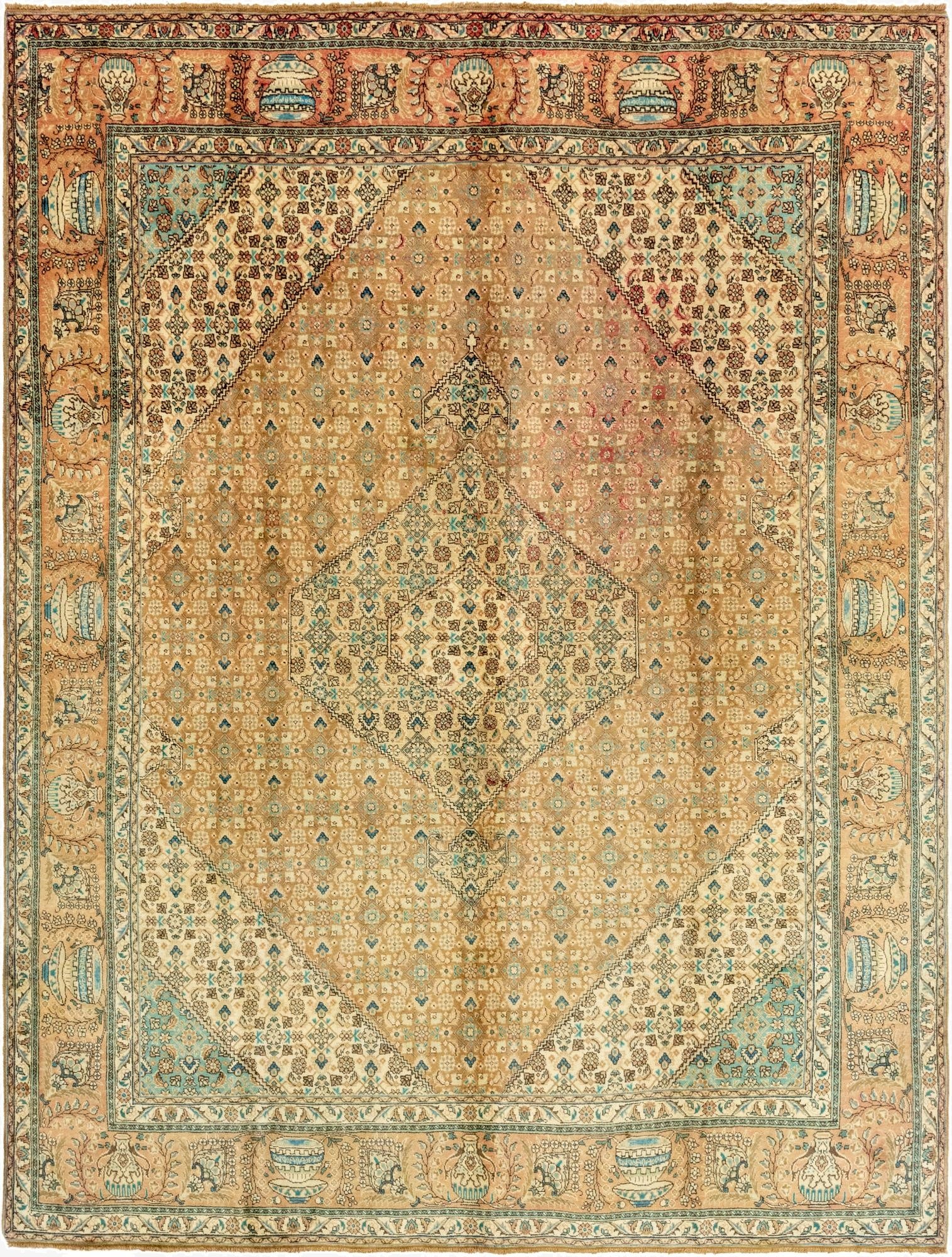 9' 7 x 13'  Hand Knotted Tabriz Persian Wool Rug