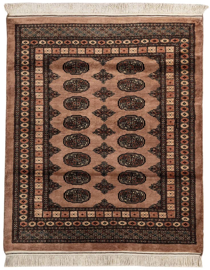 Detail image of 4' 3 x 6' 3 Hand Knotted Torkaman Persian Wool Rug
