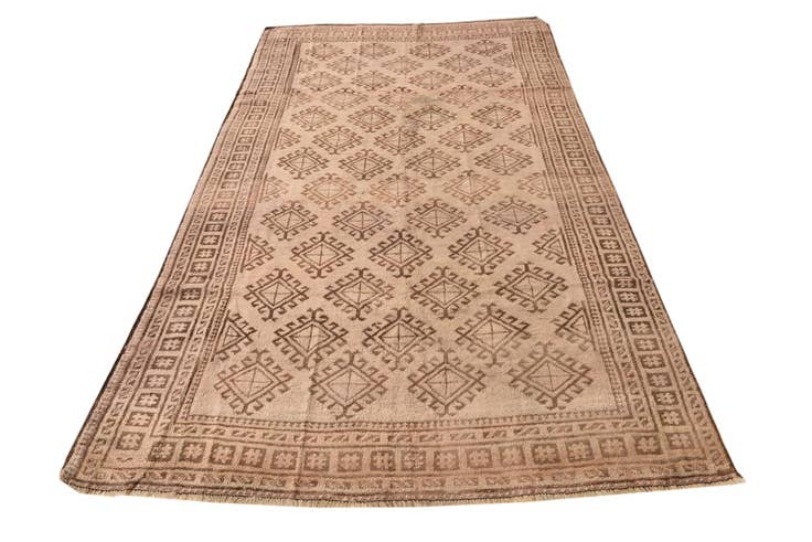 Detail image of 4' 9 x 8' 4 Hand Knotted Torkaman Persian Wool Rug