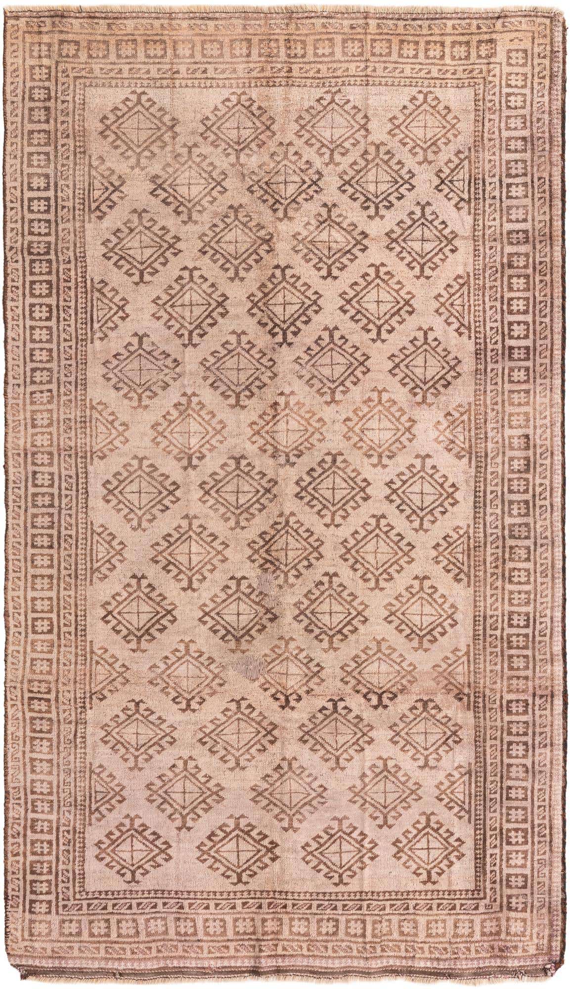 4' 9 x 8' 4 Hand Knotted Torkaman Persian Wool Rug
