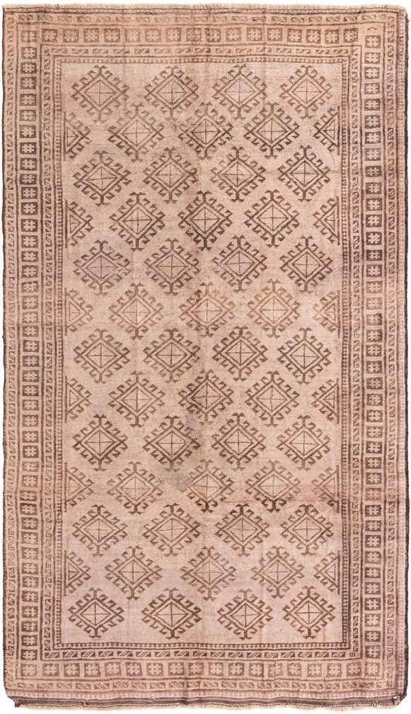 4' 9 x 8' 4 Hand Knotted Torkaman Persian Wool Rug