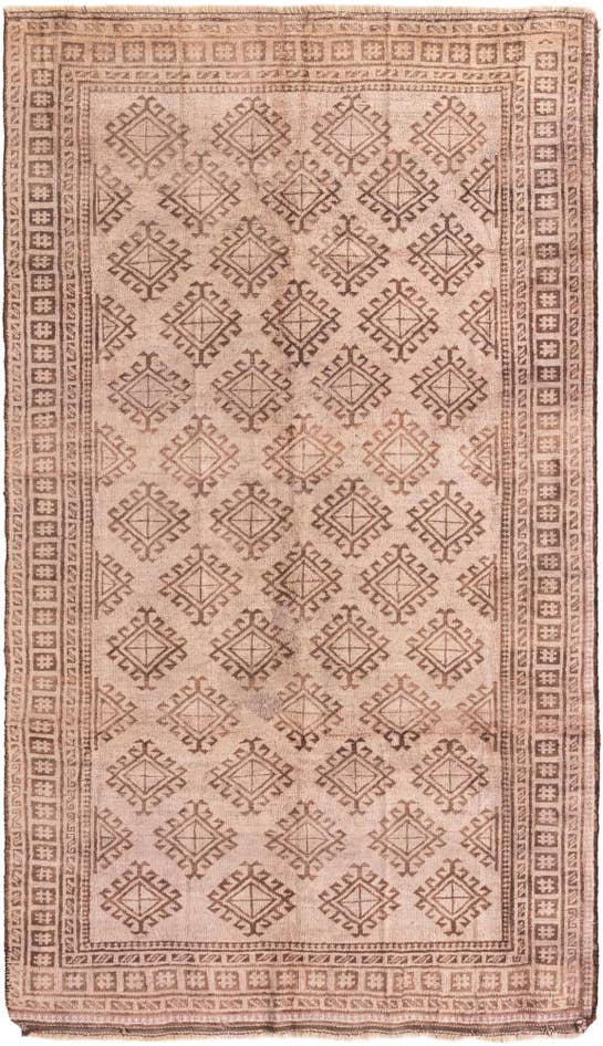 Detail image of 4' 9 x 8' 4 Hand Knotted Torkaman Persian Wool Rug
