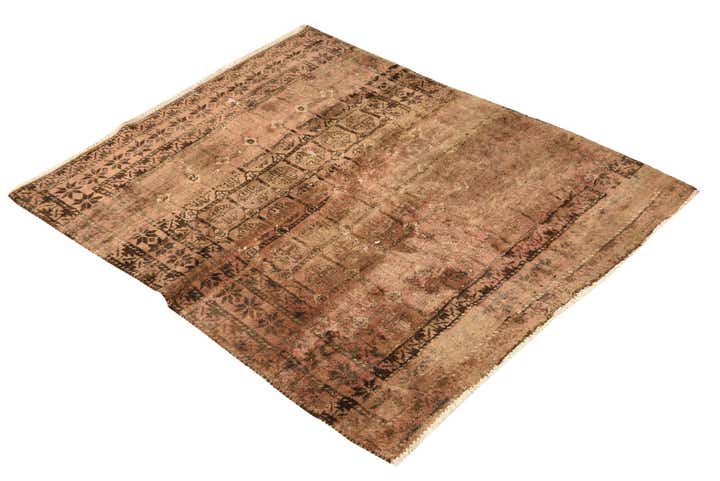 3' 5 x 4' 5 Hand Knotted Torkaman Persian Wool Rug