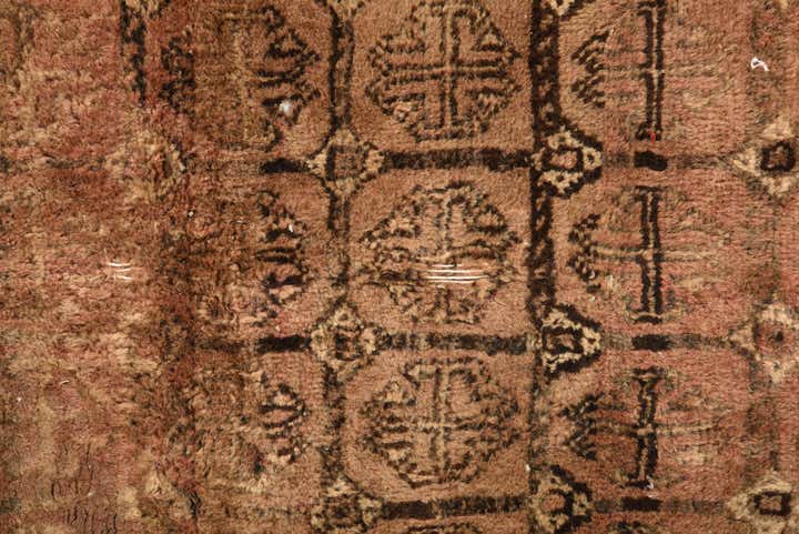 3' 5 x 4' 5 Hand Knotted Torkaman Persian Wool Rug