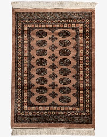 4' 3 x 6' 3 Hand Knotted Torkaman Persian Wool Rug