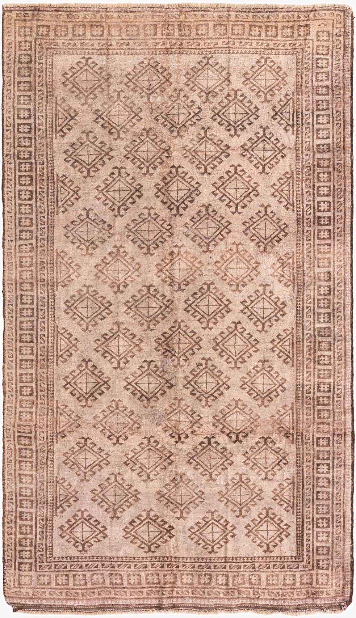 4' 9 x 8' 4  Hand Knotted Torkaman Persian Wool Rug