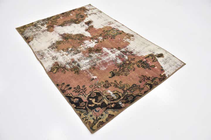4' 4 x 6' 6 Hand Knotted Ultra Vintage Persian Wool Rug
